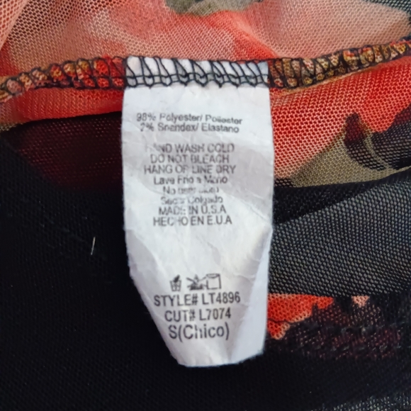 Love Republic Sheer BodySuit Small Floral Black Pink Snap Crotch - Picture 6 of 6